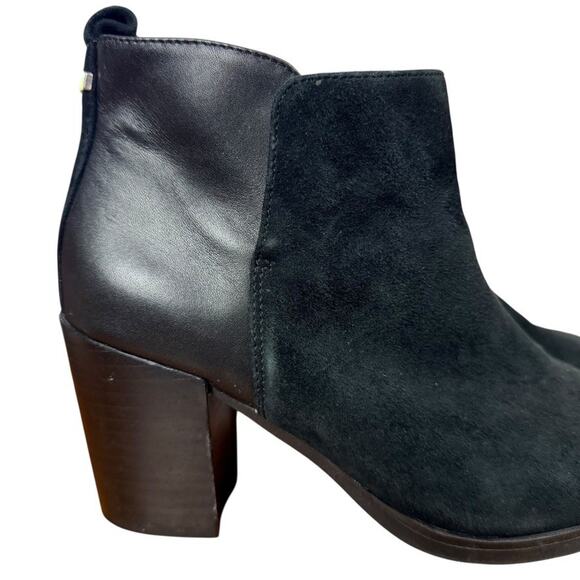 Lands End Womens Black Leather Suede Block High Heel Ankle Boots Booties Shoes 7 - Picture 12 of 16